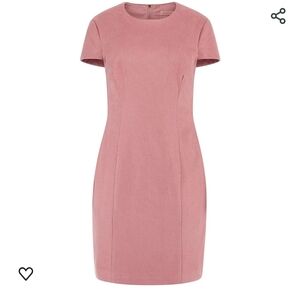 NWT GUESS Ramona dress. Shiny squared bonded suede. Blush pink. Size S.